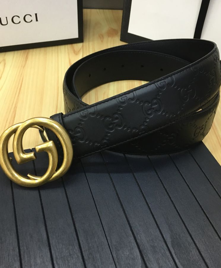 G.U.C.C Leather Belt, Double G Buckle, Luxury Leather Belt, Designer Accessories