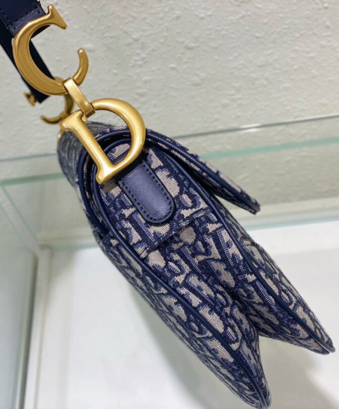 Di.ar Saddle Bag, Luxury Shoulder Bag, Dark Blue Di.ar Bag, Di.ar Oblique Jacquard Bag