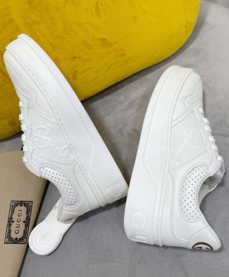 G.U.C.C Unisex GG Embossed Sneaker White