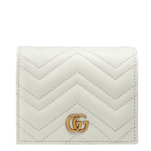 G.U.C.C Women's GG Marmont Card Case, Luxury Leather Accessory, Matelassé Chevron Design