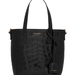 Saint.Lau.rent Paris, Mini Toy Shopping Bag, Crocodile-Embossed Leather, Black Leather Bag, Luxury Accessory