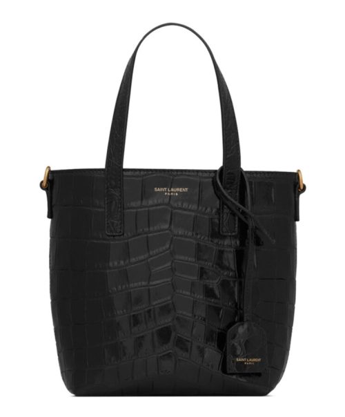 Saint.Lau.rent Paris, Mini Toy Shopping Bag, Crocodile-Embossed Leather, Black Leather Bag, Luxury Accessory