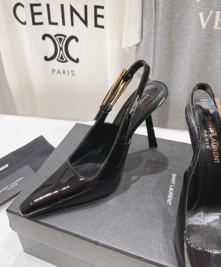 Saint.Lau.rent Women’s Lee Slingback Pumps In Patent Leather Black